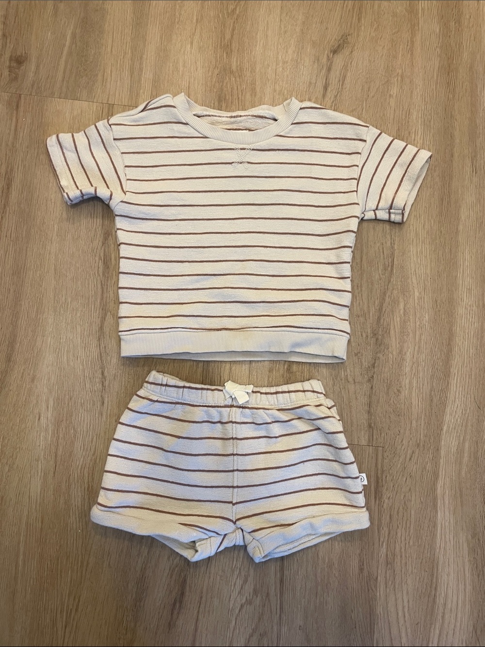 Little Planet by Carters- Cream and Brown Striped Matching Set